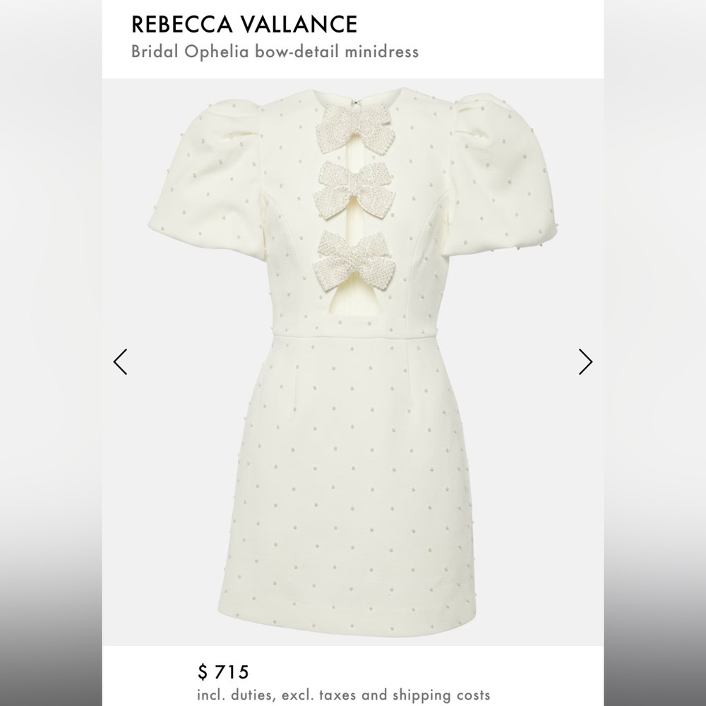 Rebecca Vallance Bridal Ophelia bow-detail minidress